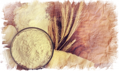 Ingredients for cooking on an old paperの写真素材