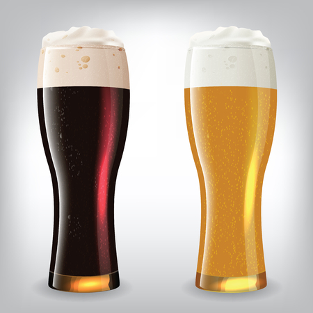 Dark and light beer glasses. Image contains gradient meshのイラスト素材