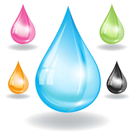 set of water drops. Image contains gradient meshのイラスト素材