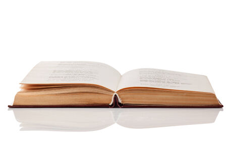 Open book isolated on white background. の写真素材