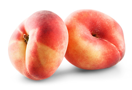 ripe fig peach isolated on white background の写真素材