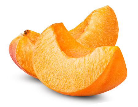 slice apricots isolated on white background. Clipping Pathの写真素材