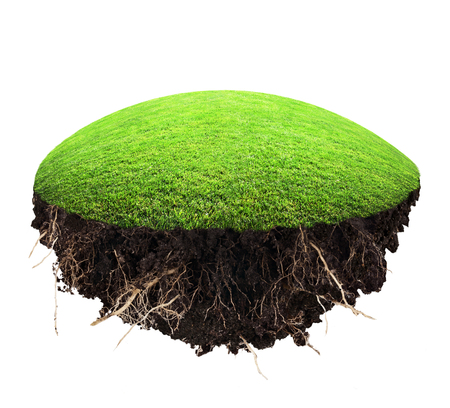 island of grass and turf on a white backgroundの写真素材