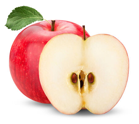 Fresh ripe red apple isolated on a white backgroundの写真素材