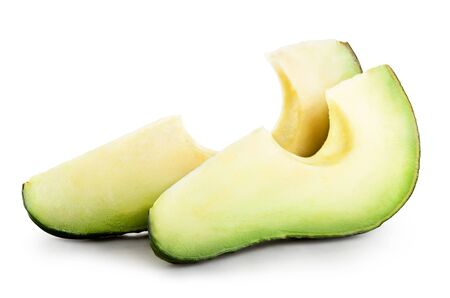 Slice of fresh avocado on a white background. Clipping Pathの写真素材