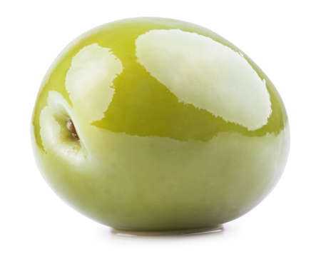 Fresh green olive isolated on white.の写真素材