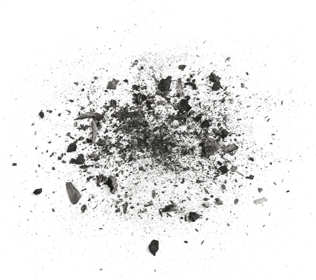 Many pieces of charcoal isolated on white backgroundの写真素材