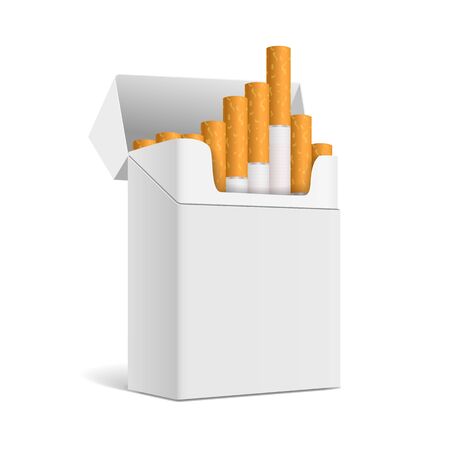 Opened pack of cigarettes on white background. Realistic vectorのイラスト素材