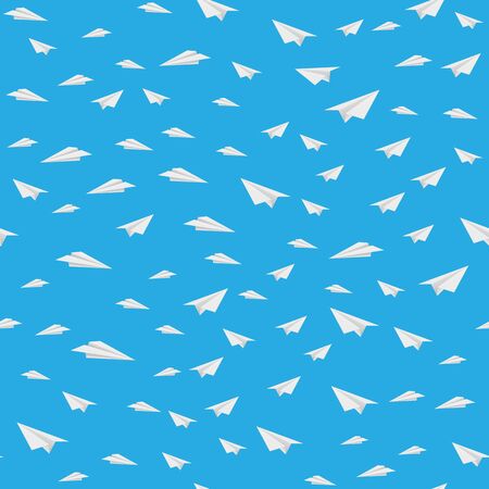 Origami paper white plane. Seamless patternのイラスト素材