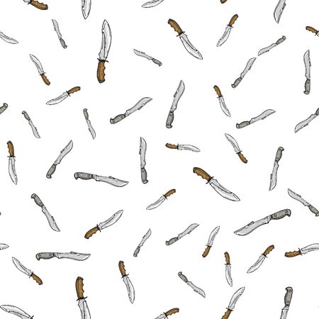 seamless pattern with hunting knivesのイラスト素材