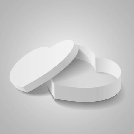 Opened box mockup in love heart shape. Gift for birthday or wedding presentのイラスト素材