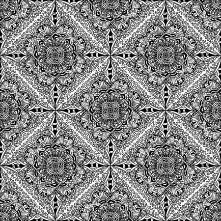 Pattern with mandala decoration. For fabric, textile, bandana, carpet printのイラスト素材