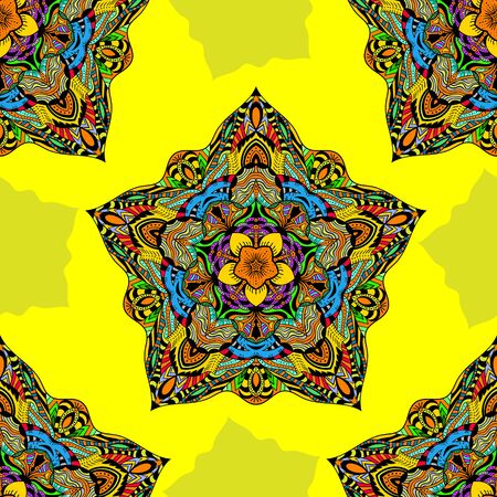 Pattern with mandala decoration. For fabric, textile, bandana, carpet printのイラスト素材