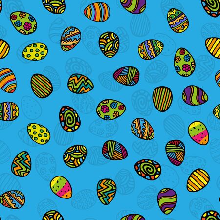 Vector seamless simple pattern with ornamental eggs. Easter holiday background for printing on fabric, gift wrap and wallpapersのイラスト素材