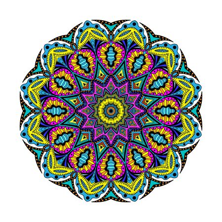 Pattern with mandala decoration. For fabric, textile, bandana, carpet printのイラスト素材