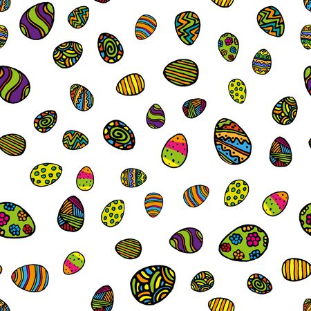 Vector seamless simple pattern with ornamental eggs. Easter holiday background for printing on fabric, gift wrap and wallpapersのイラスト素材
