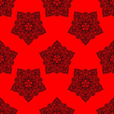 Pattern with mandala decoration. For fabric, textile, bandana, carpet printのイラスト素材