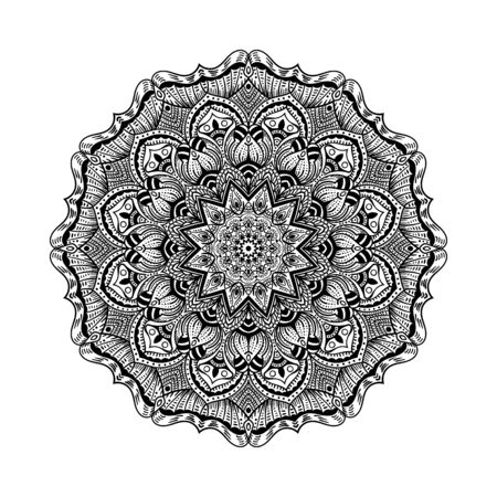 Pattern with mandala decoration. For fabric, textile, bandana, carpet printのイラスト素材