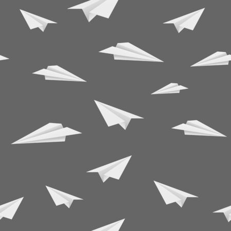 Origami paper white plane. Seamless patternのイラスト素材