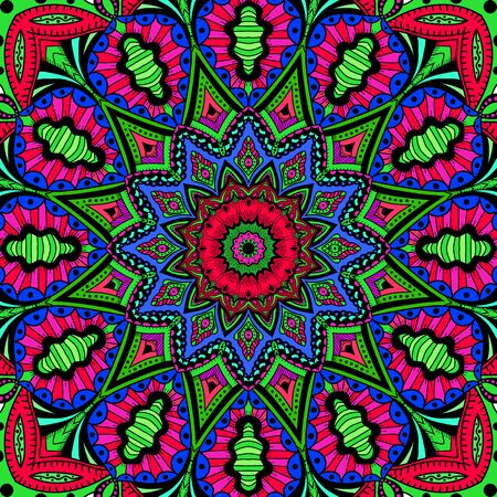 Pattern with mandala decoration. For fabric, textile, bandana, carpet printのイラスト素材