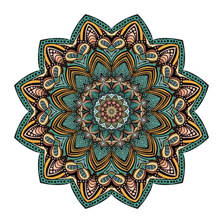 Pattern with mandala decoration. For fabric, textile, bandana, carpet printのイラスト素材