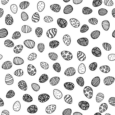 Vector seamless simple pattern with ornamental eggs. Easter holiday background for printing on fabric, gift wrap and wallpapersのイラスト素材