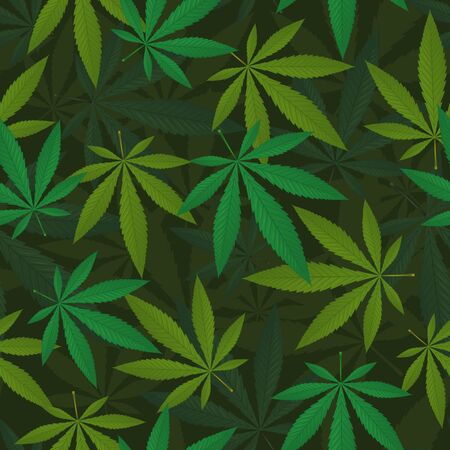 Marijuana leaves background vector seamless pattern.のイラスト素材