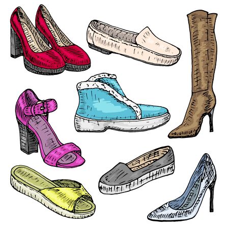 Stylish, modern beautiful vector women's shoesのイラスト素材