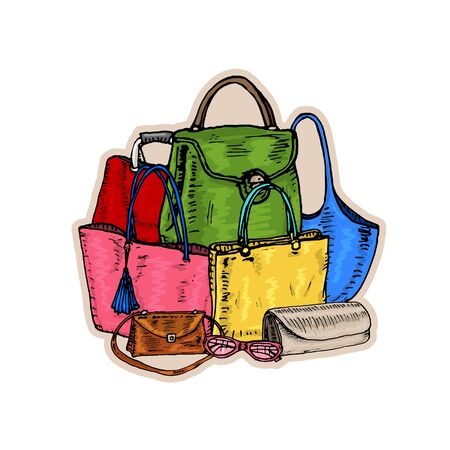 Set of pretty women's bags. Vector illustrationのイラスト素材