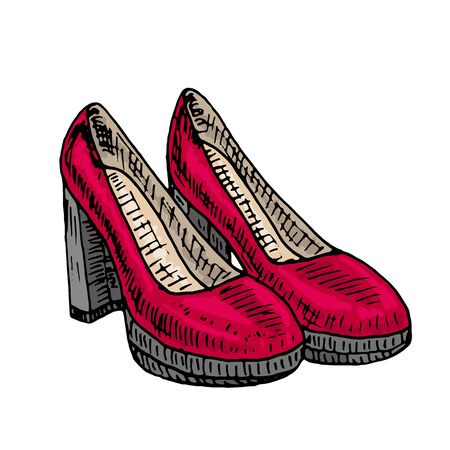 Stylish, modern beautiful vector women's shoesのイラスト素材