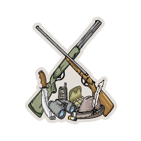 Set of items intended for hunting.のイラスト素材