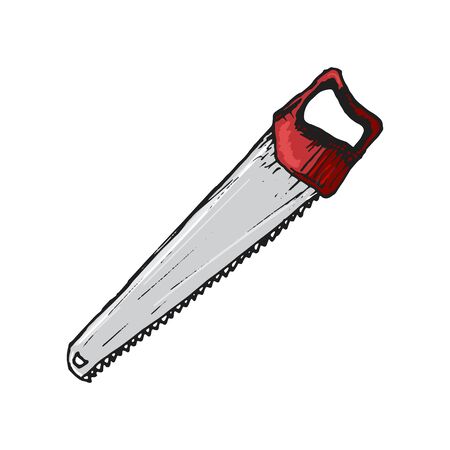 Vector work tools sketch icons for house repair. Sawのイラスト素材