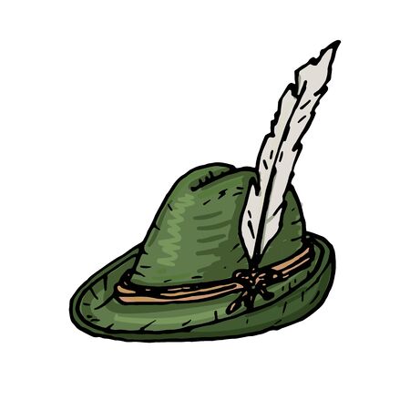 Hunting hat with feather on a white backgroundのイラスト素材