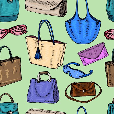 Pattern pretty women's bags. Vector illustrationのイラスト素材