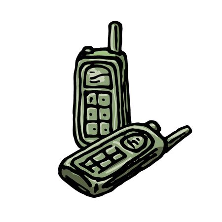 military radio set cartoon on a white backgroundのイラスト素材