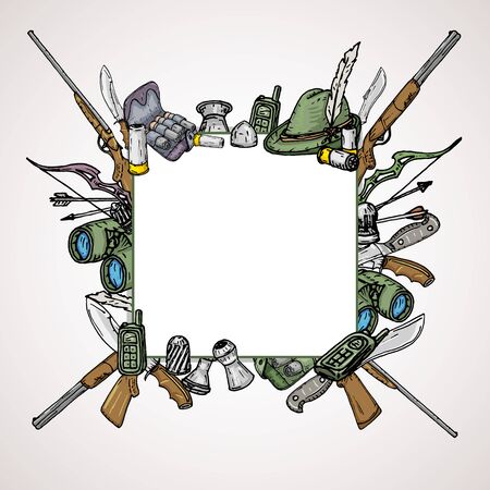 Set of items intended for hunting.のイラスト素材