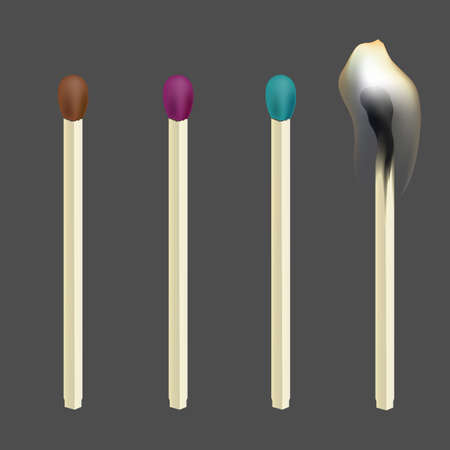 Realistic match. Set of wooden matches. Vector illustrationのイラスト素材