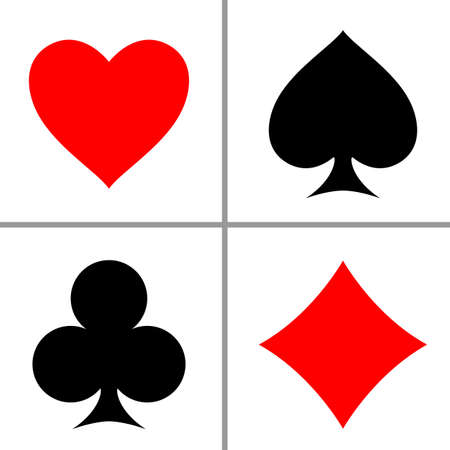 Suit playing cards isolated on white background. Vector illustrationのイラスト素材