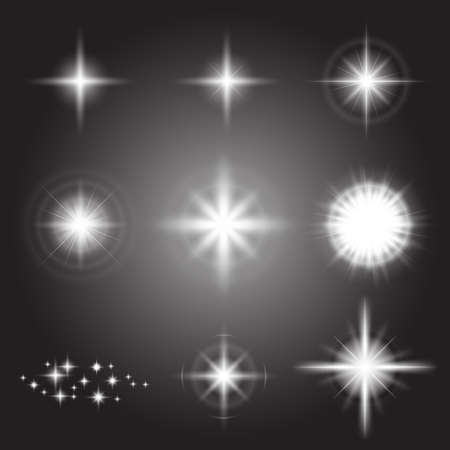 Glowing lights effect, flare, explosion and starsのイラスト素材
