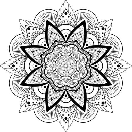 Circular pattern. Mandala for Henna, Mehndi, tattoo, decoration. Decorative ornament in ethnic oriental styleのイラスト素材