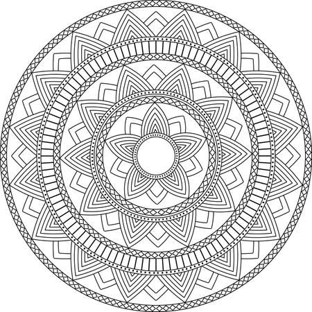 Decorative ornament in ethnic oriental style. Circular pattern. Mandala for Henna, Mehndi, tattoo, decoration.のイラスト素材
