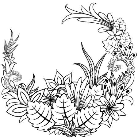 Floral doodle. Vector illustration zentangl. Meditative exercises. Coloring book anti stressのイラスト素材