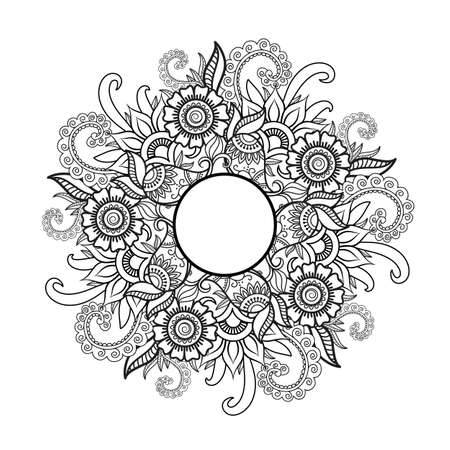 Floral mandala. Vector illustration zentangl. Doodle drawing. Meditative exercises. Coloring book anti stressのイラスト素材