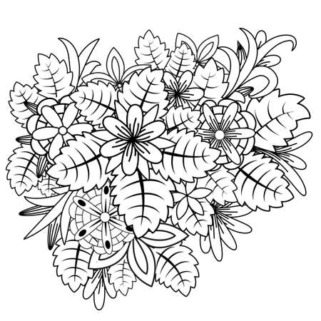 Floral doodle. Vector illustration zentangl. Meditative exercises. Coloring book anti stressのイラスト素材