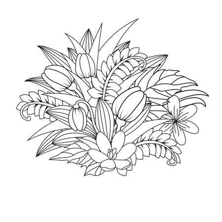 Floral doodle. Vector illustration zentangl. Meditative exercises. Coloring book anti stress.のイラスト素材