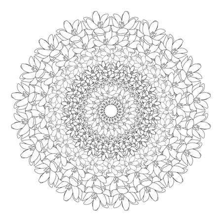 Floral mandala. Vector illustration zentangl. Doodle drawing. Meditative exercises. Coloring book anti stressのイラスト素材