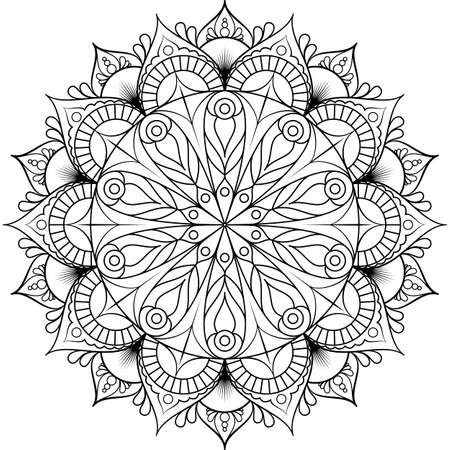 Vector ethnic ornament. White and black mandalaのイラスト素材