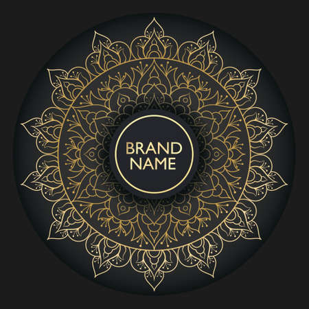 Vector mandala. Gold vintage postcard backgroundのイラスト素材