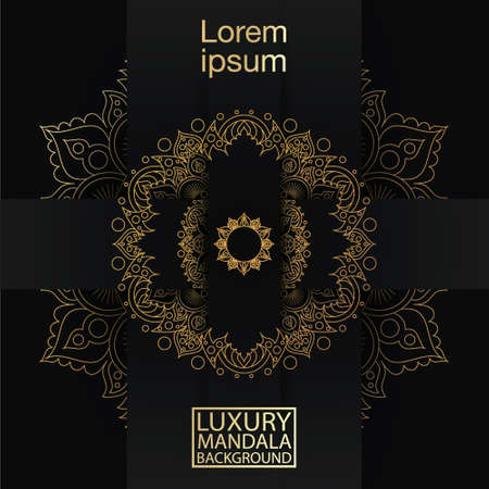 Vector mandala. Gold vintage postcard backgroundのイラスト素材