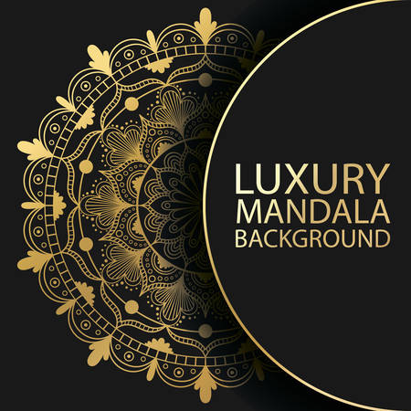 Vector mandala. Gold vintage postcard backgroundのイラスト素材